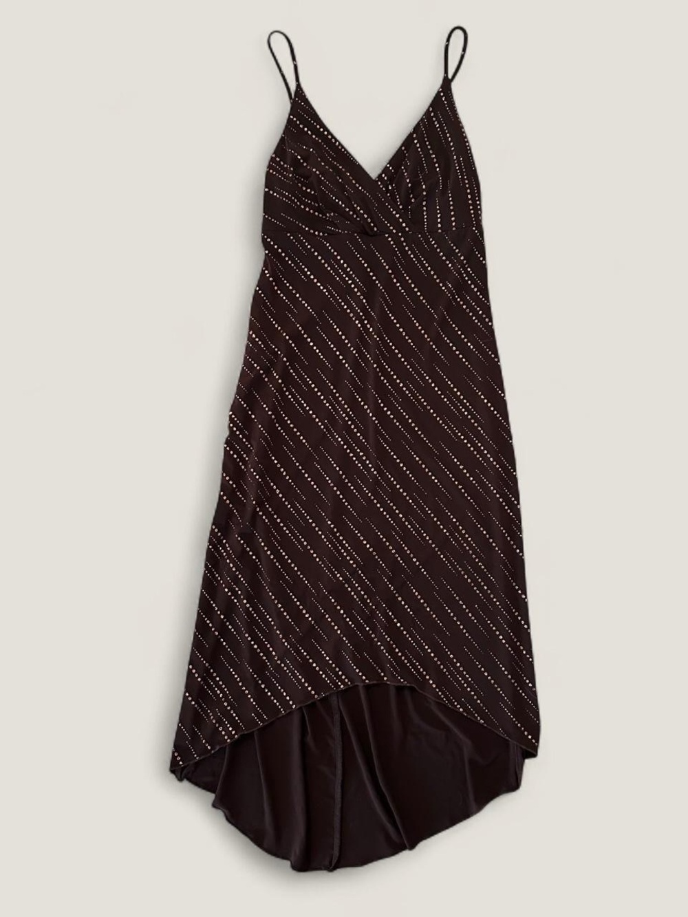 Y2K City Triangles Brown Glitter Slip Dress